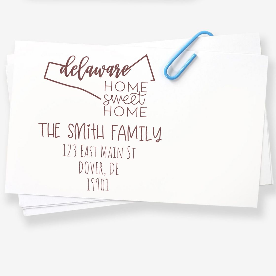 PSI Pre-Inked Delaware Home Sweet Home Custom Home Address for Envelopes Rubber Stamp