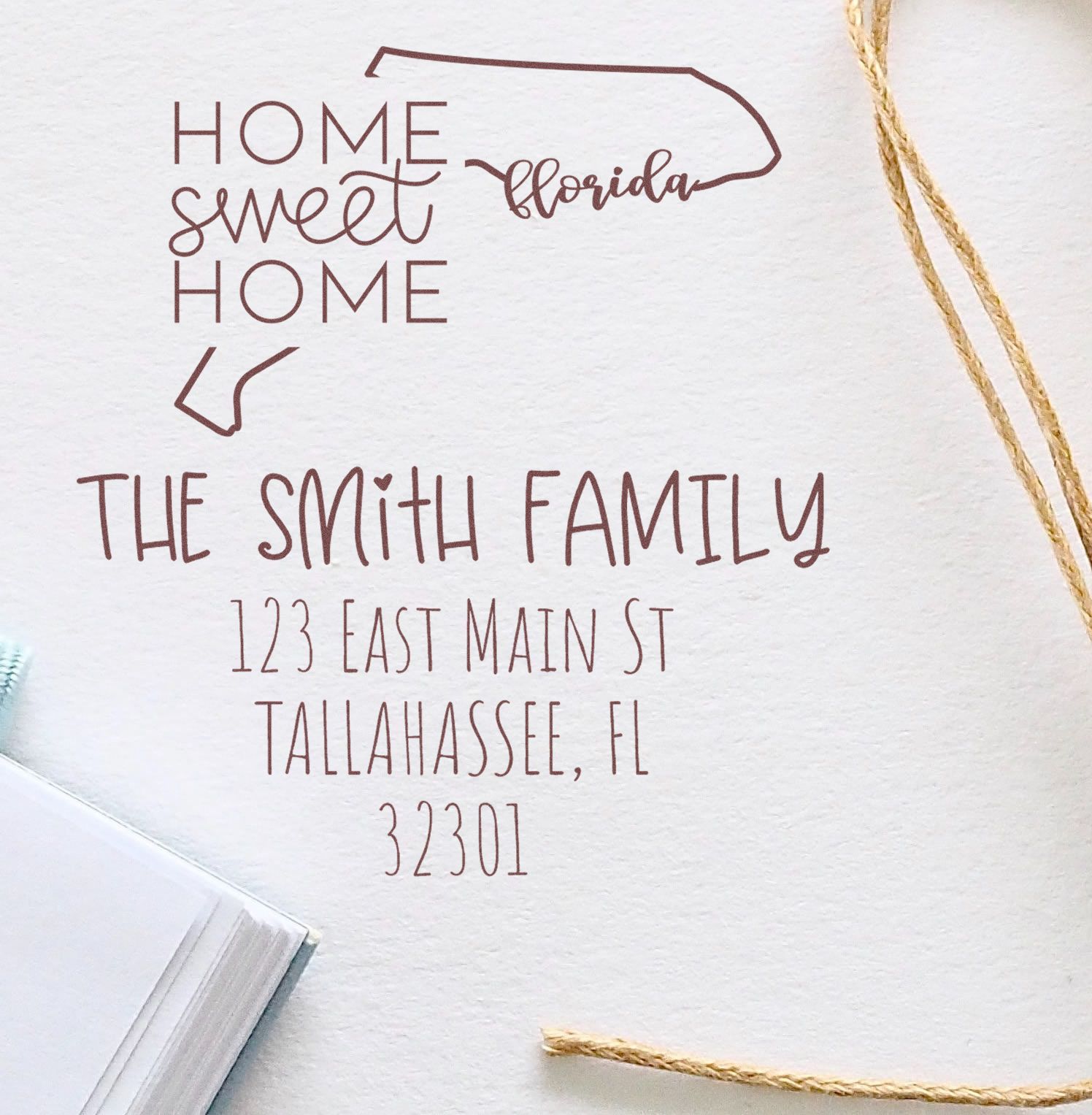 Slim Florida Home Sweet Home Customized Return Address Pre-Inked Stamp