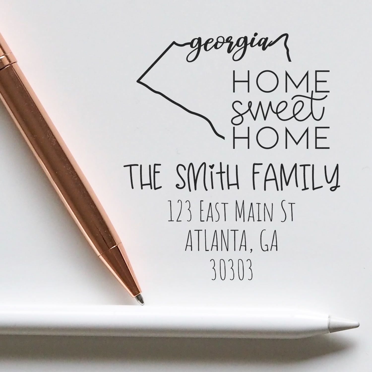 Wood Handle Georgia Home Sweet Home Custom Address Return Stamp