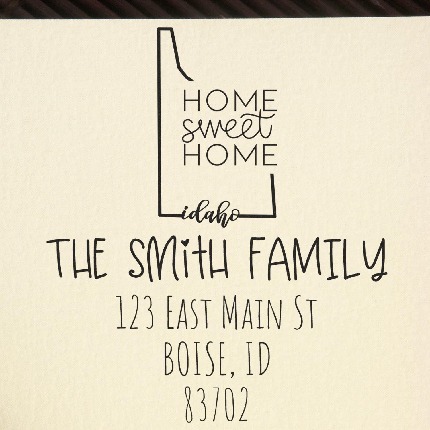 Wood Handle Idaho Home Sweet Home Custom Address Return Rubber Stamp