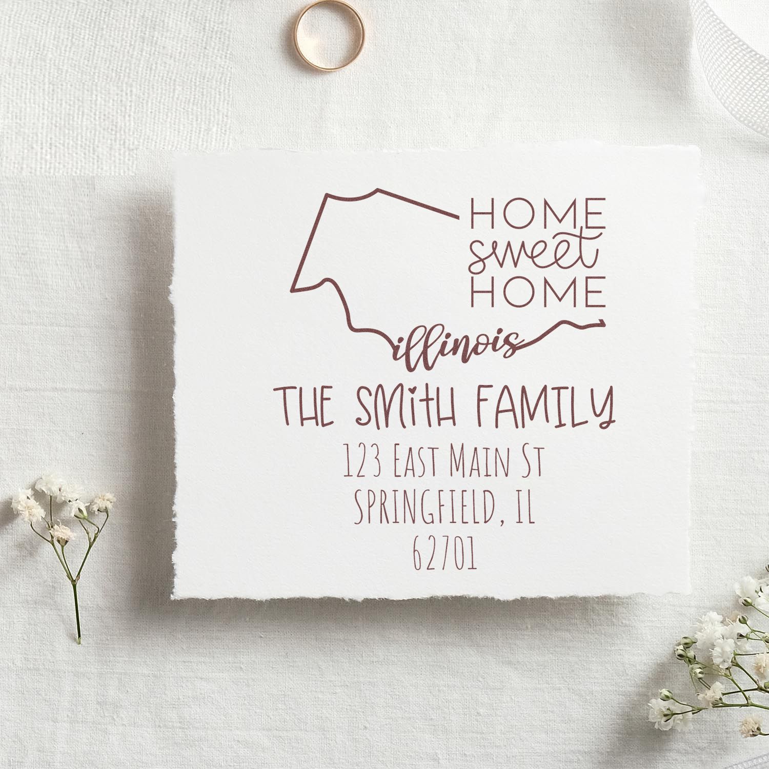 Self-Inking Illinois Home Sweet Home Custom New Address Rubber Stamp