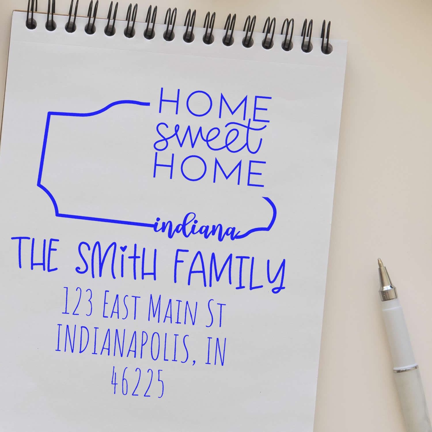 Self-Inking Indiana Home Sweet Home Custom Home Address for Envelopes Stamp