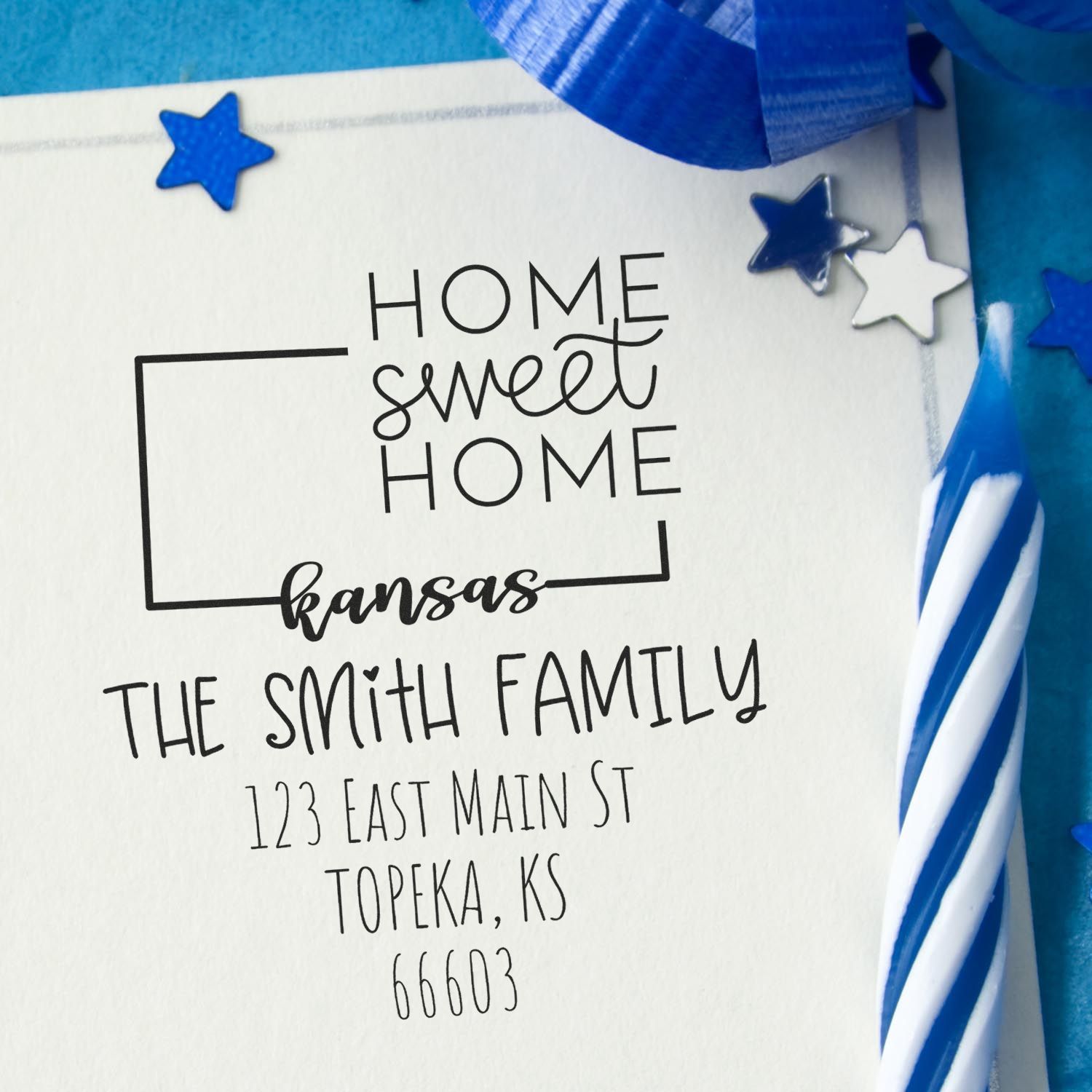 Self-Inking Kansas Home Sweet Home Custom Home Address for Envelopes Rubber Stamp