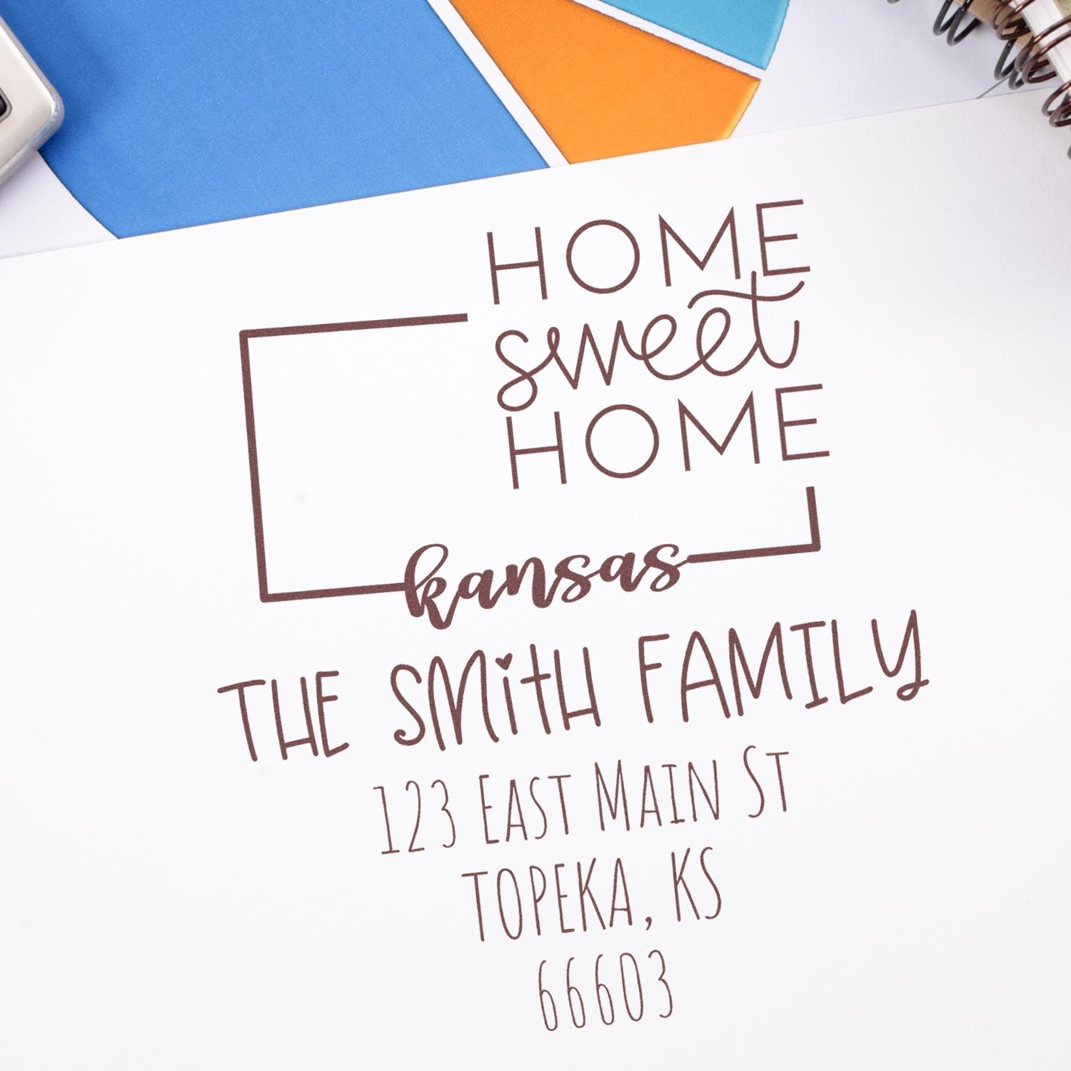 PSI Pre-Inked Kansas Home Sweet Home Customized Return Address Stamper