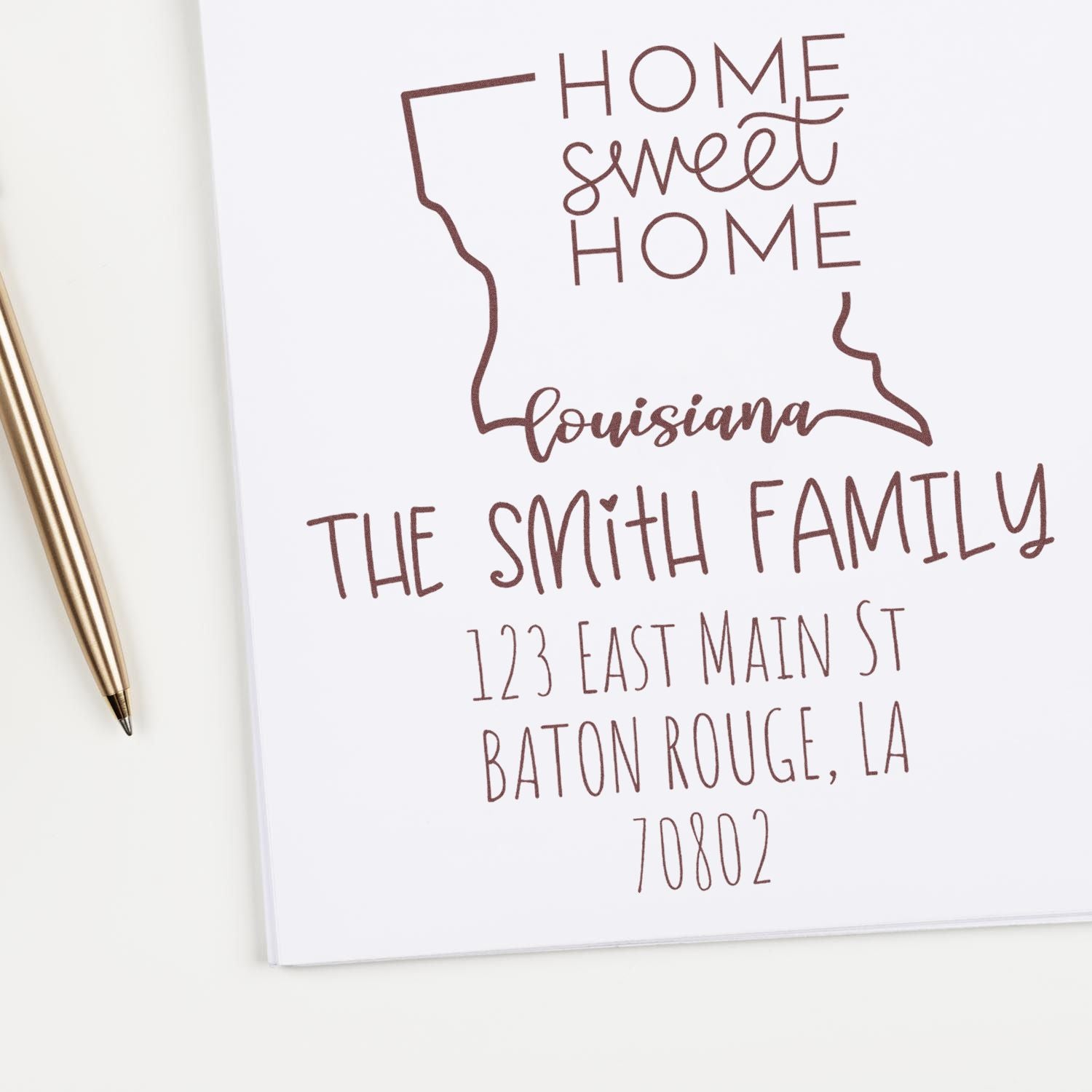 Wood Handle Louisiana Home Sweet Home Custom Mail Address Rubber Stamp