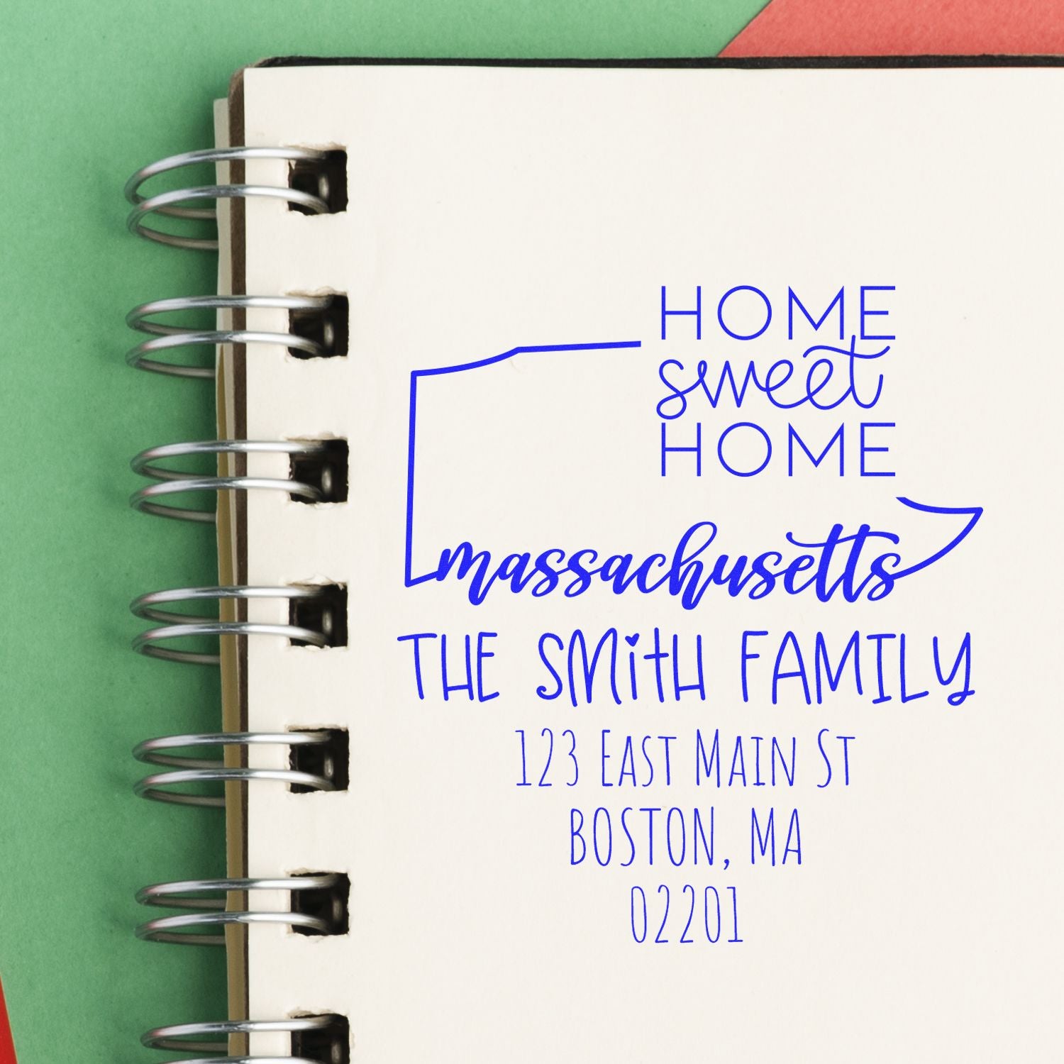 Wood Handle Massachusetts Home Sweet Home Custom New Address Rubber Stamp