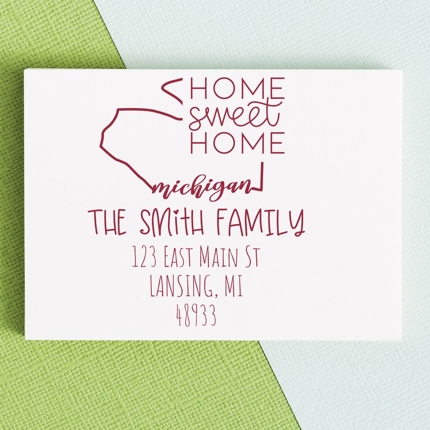 Self-Inking Michigan Home Sweet Home Customized Address Rubber Stamp