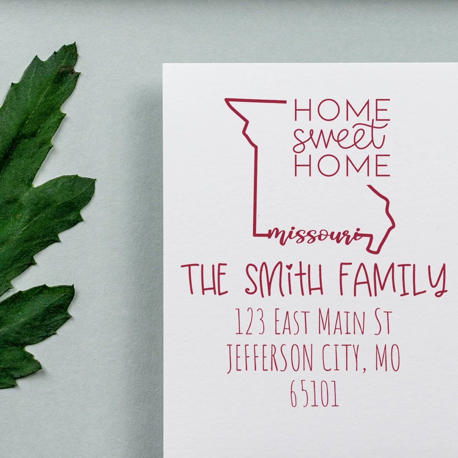 Wood Handle Missouri Home Sweet Home Custom Address Label Stamp