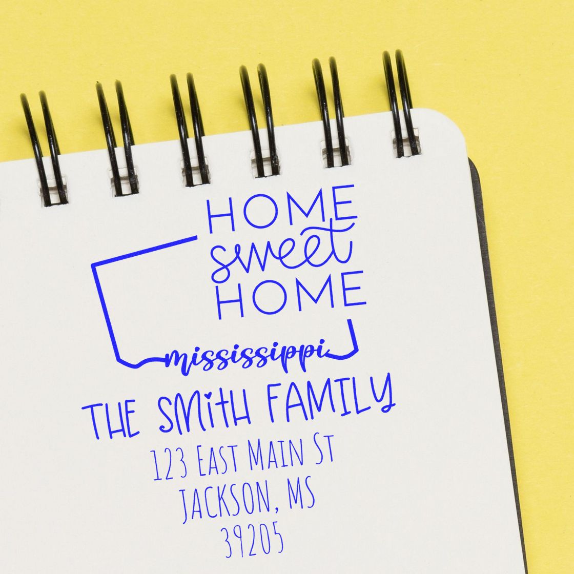 Wood Handle Mississippi Home Sweet Home Custom Home Address for Envelopes Rubber Stamp