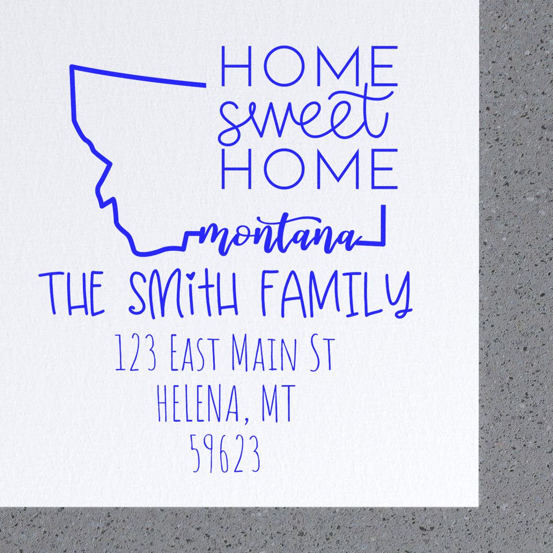 Self-Inking Montana Home Sweet Home Customized Name and Address Stamp