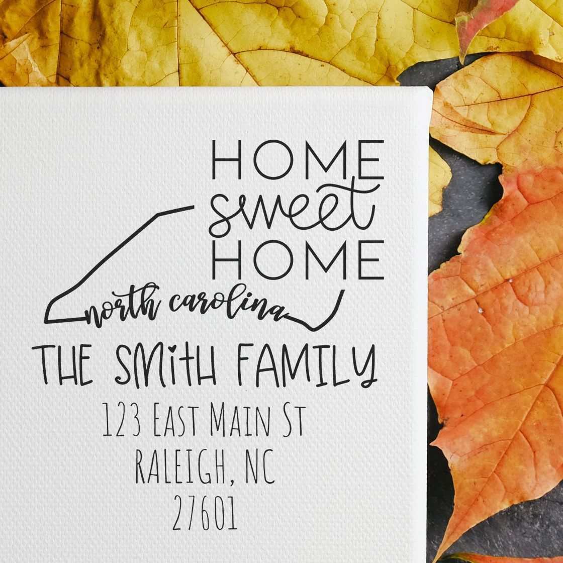 Self-Inking North Carolina Home Sweet Home Customized Mail Stamper