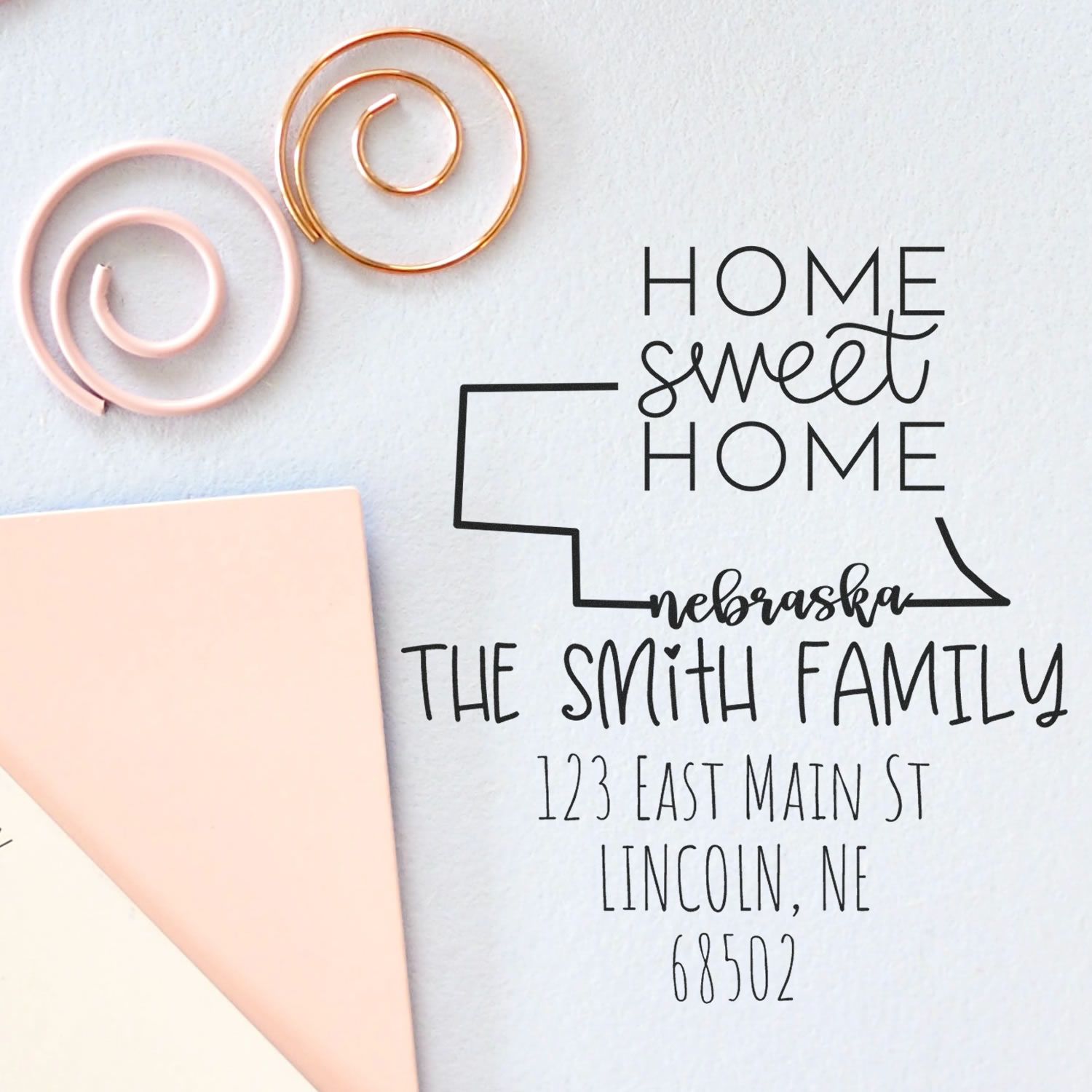 PSI Pre-Inked Nebraska Home Sweet Home Customized Home Address Stamp