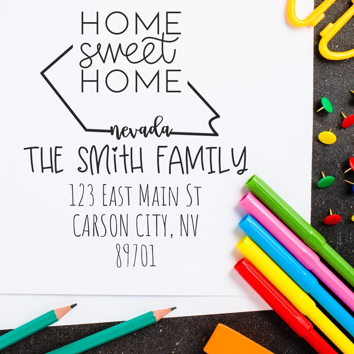 PSI Pre-Inked Nevada Home Sweet Home Customized Home Address Stamper