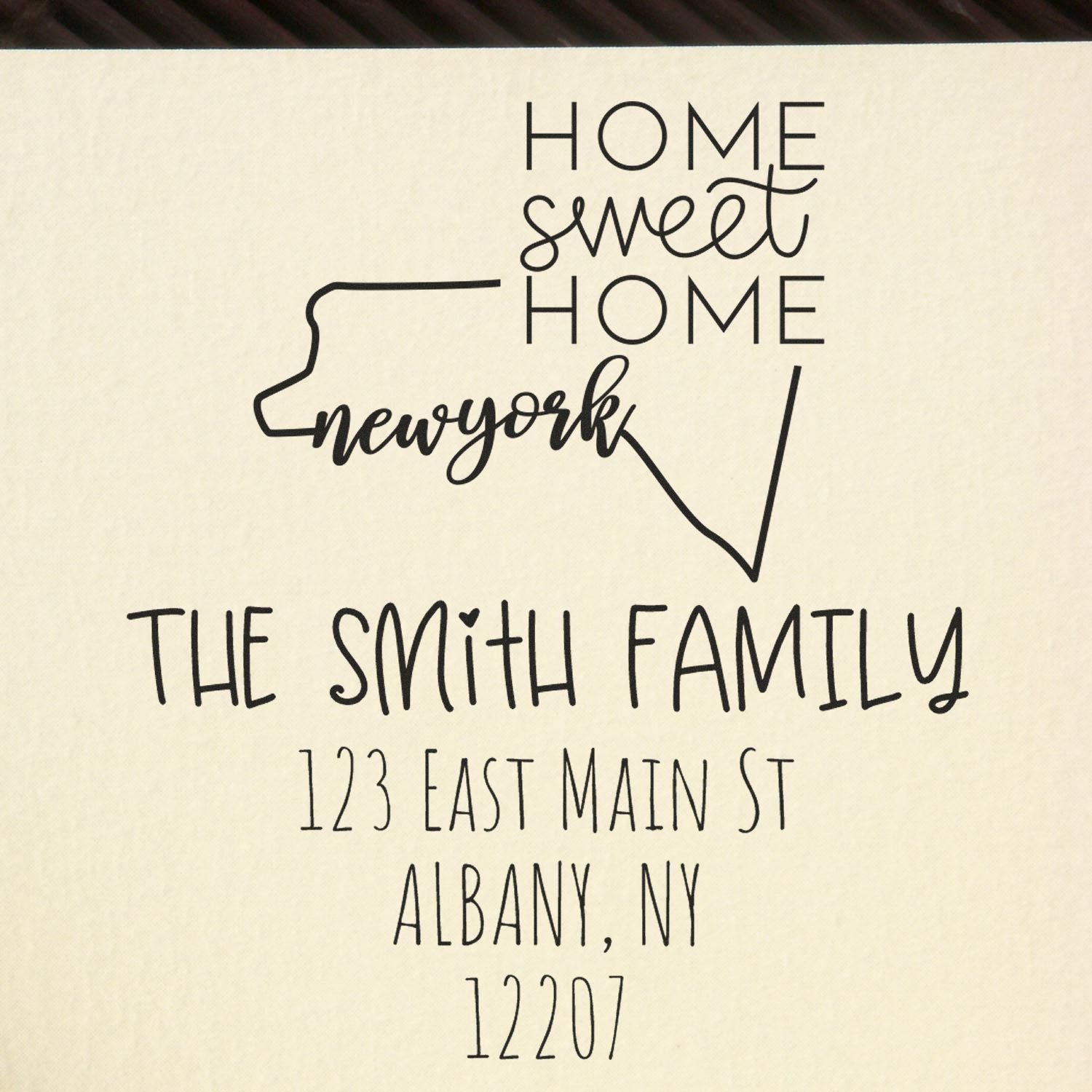 Wood Handle New York Home Sweet Home Customized Return Address Stamper