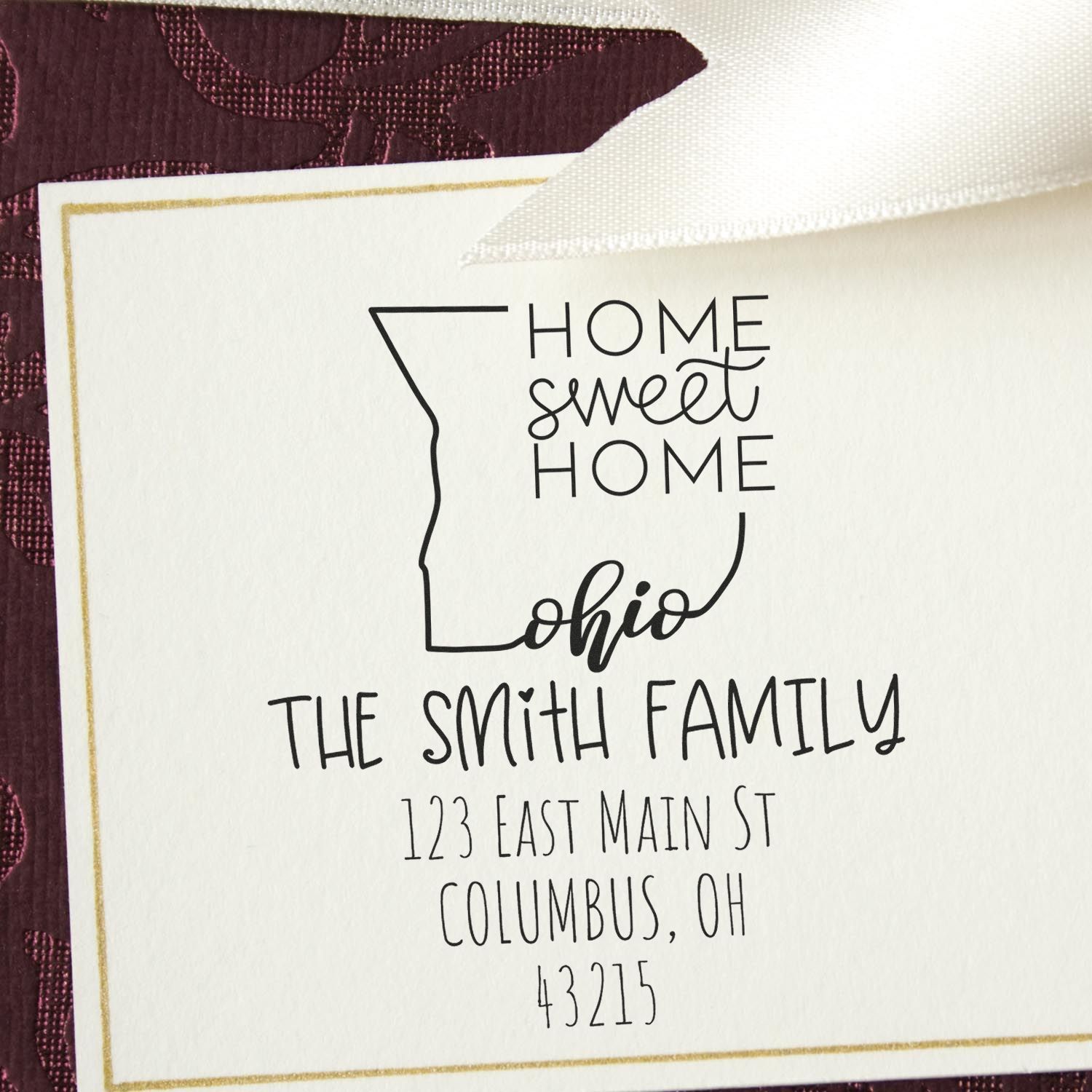 Wood Handle Ohio Home Sweet Home Customized Name and Address Stamper