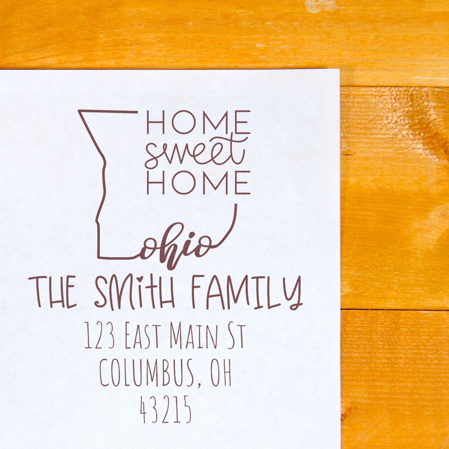 Wood Handle Ohio Home Sweet Home Customized Name and Address Stamper