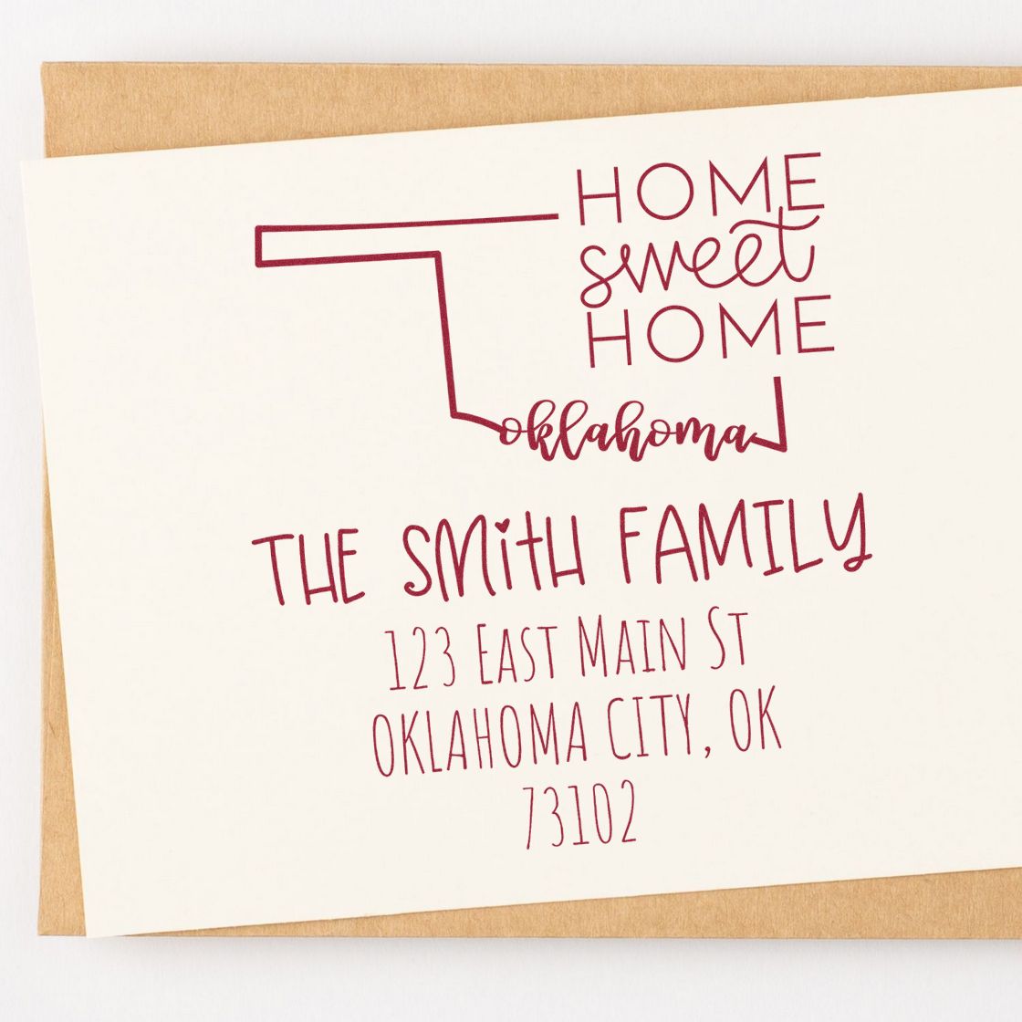 Slim Oklahoma Home Sweet Home Customized New Address Pre-Inked Stamp