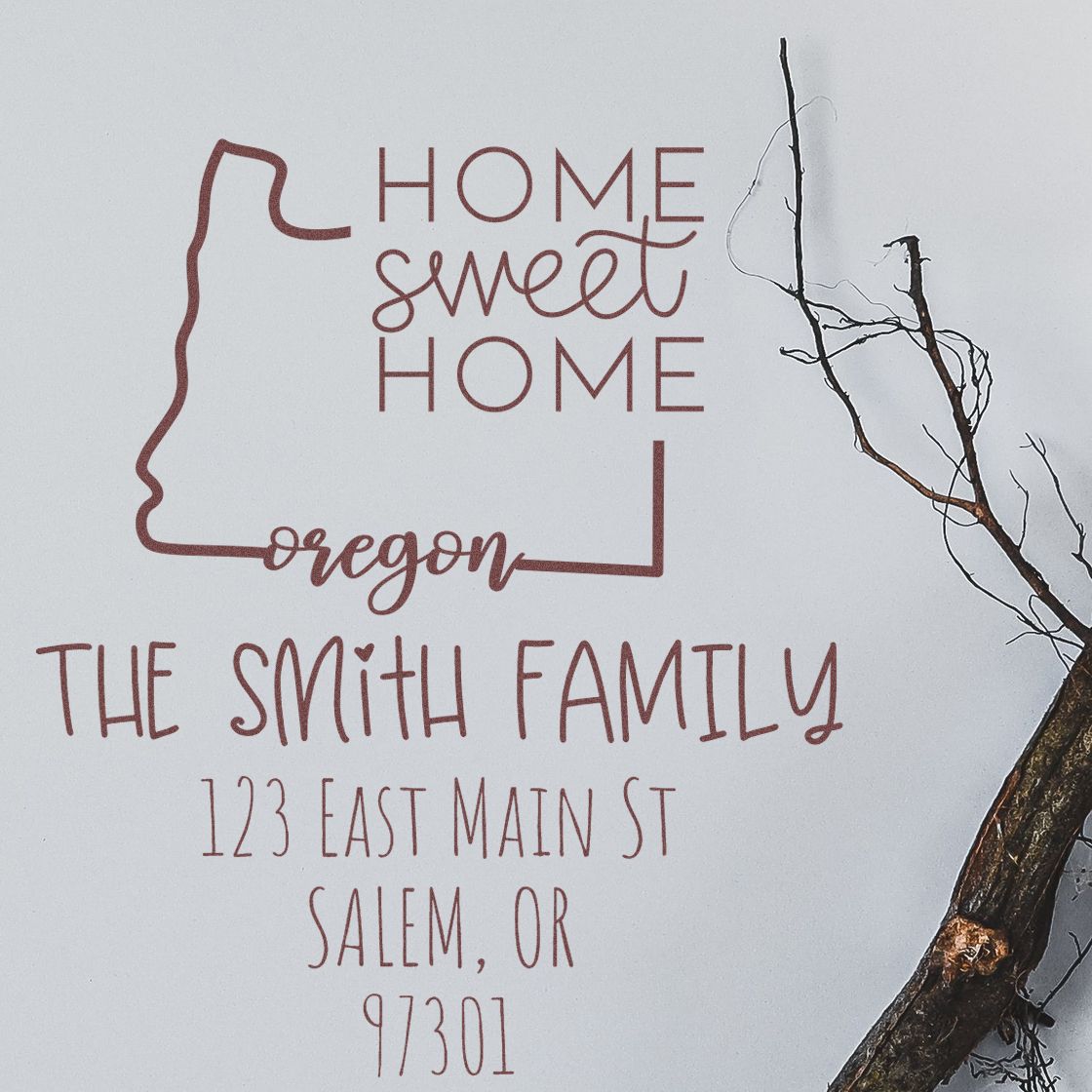 PSI Pre-Inked Oregon Home Sweet Home Customized Mailing Address Stamper