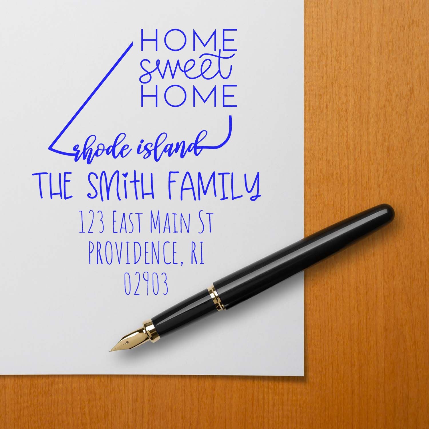 Slim Rhode Island Home Sweet Home Customized Home Address for Envelopes Pre-Inked Stamp