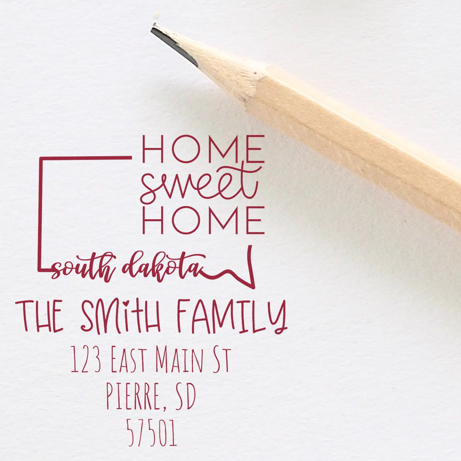 PSI Pre-Inked South Dakota Home Sweet Home Customized Mail Address Rubber Stamp