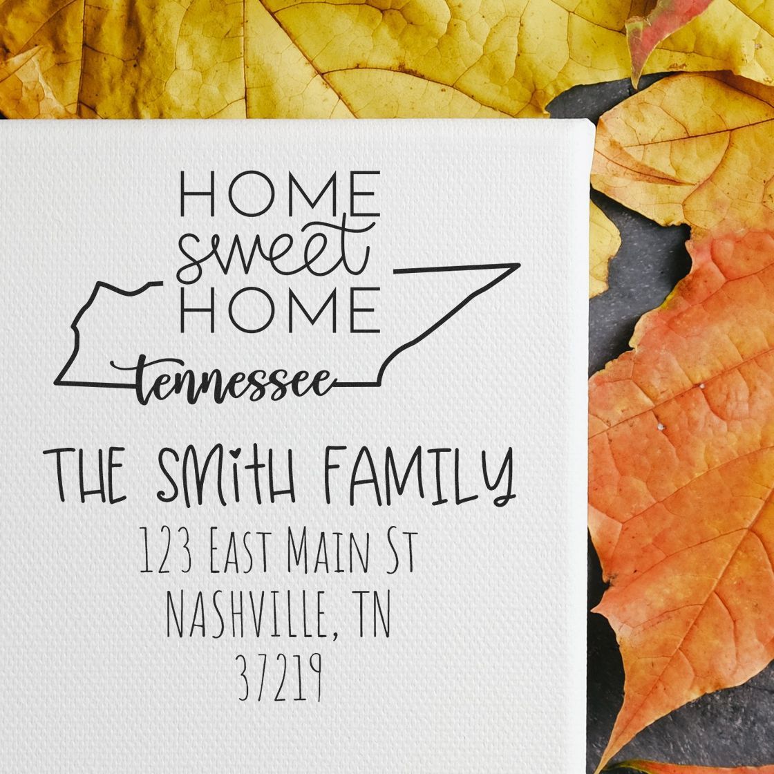 Wood Handle Tennessee Home Sweet Home Customized Mail Rubber Stamp