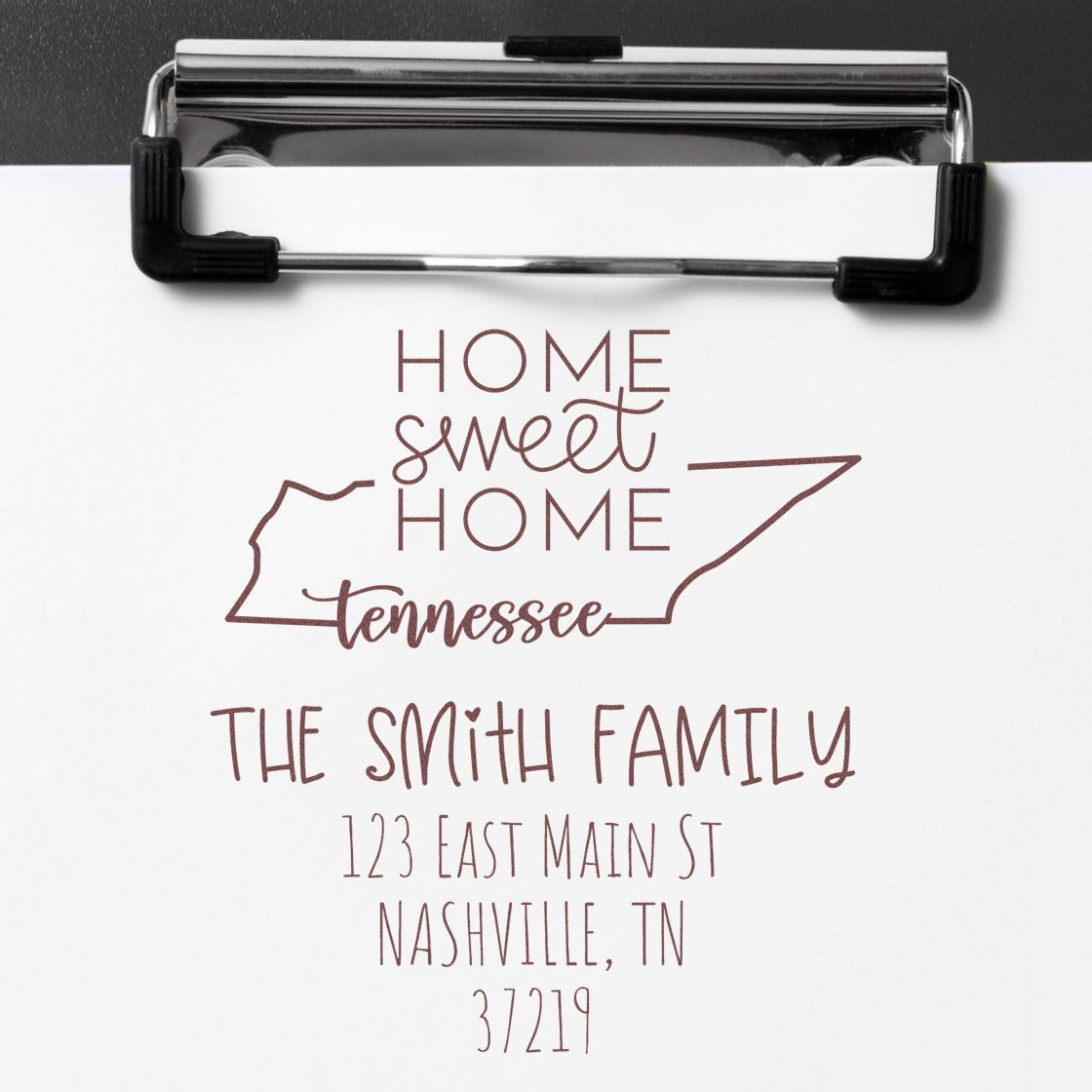 Wood Handle Tennessee Home Sweet Home Customized Mail Rubber Stamp