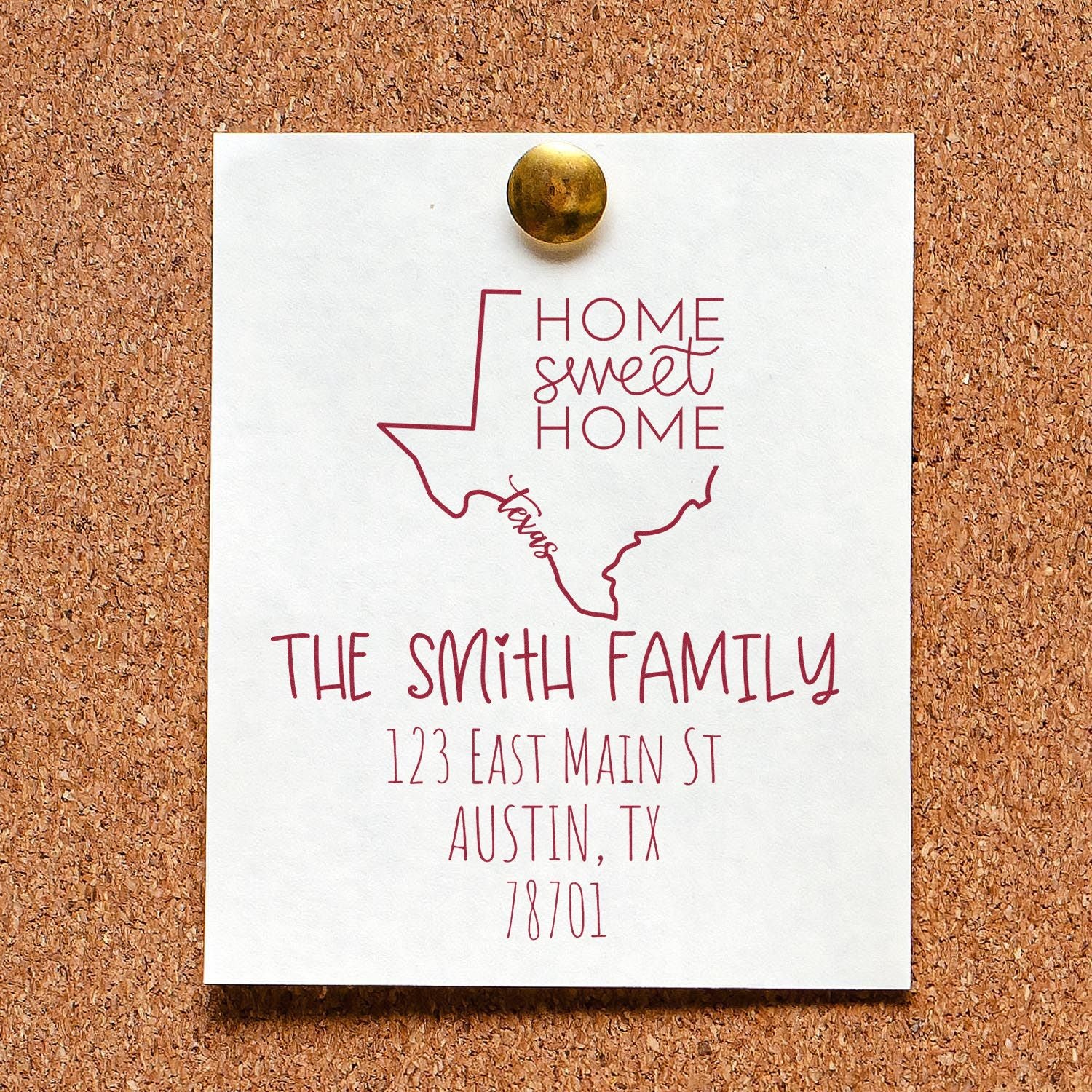 PSI Pre-Inked Texas Home Sweet Home Customized New Address Stamper