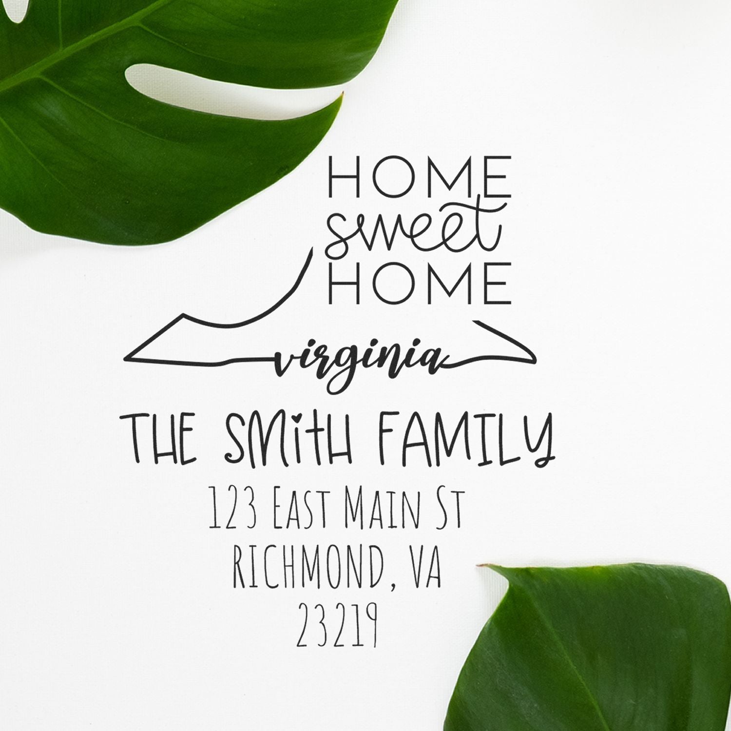 Slim Virginia Home Sweet Home Customizable Return Address Stamp