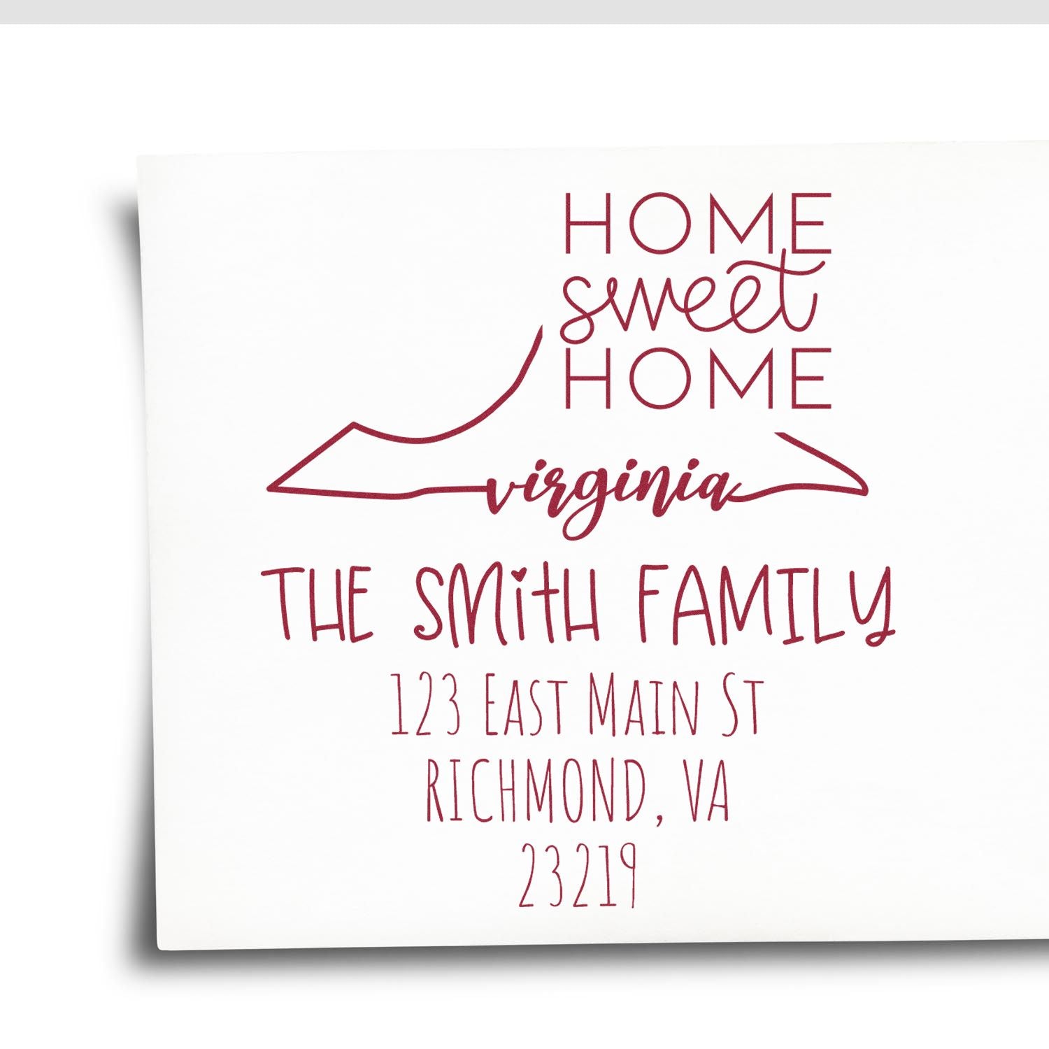 Slim Virginia Home Sweet Home Customizable Return Address Stamp