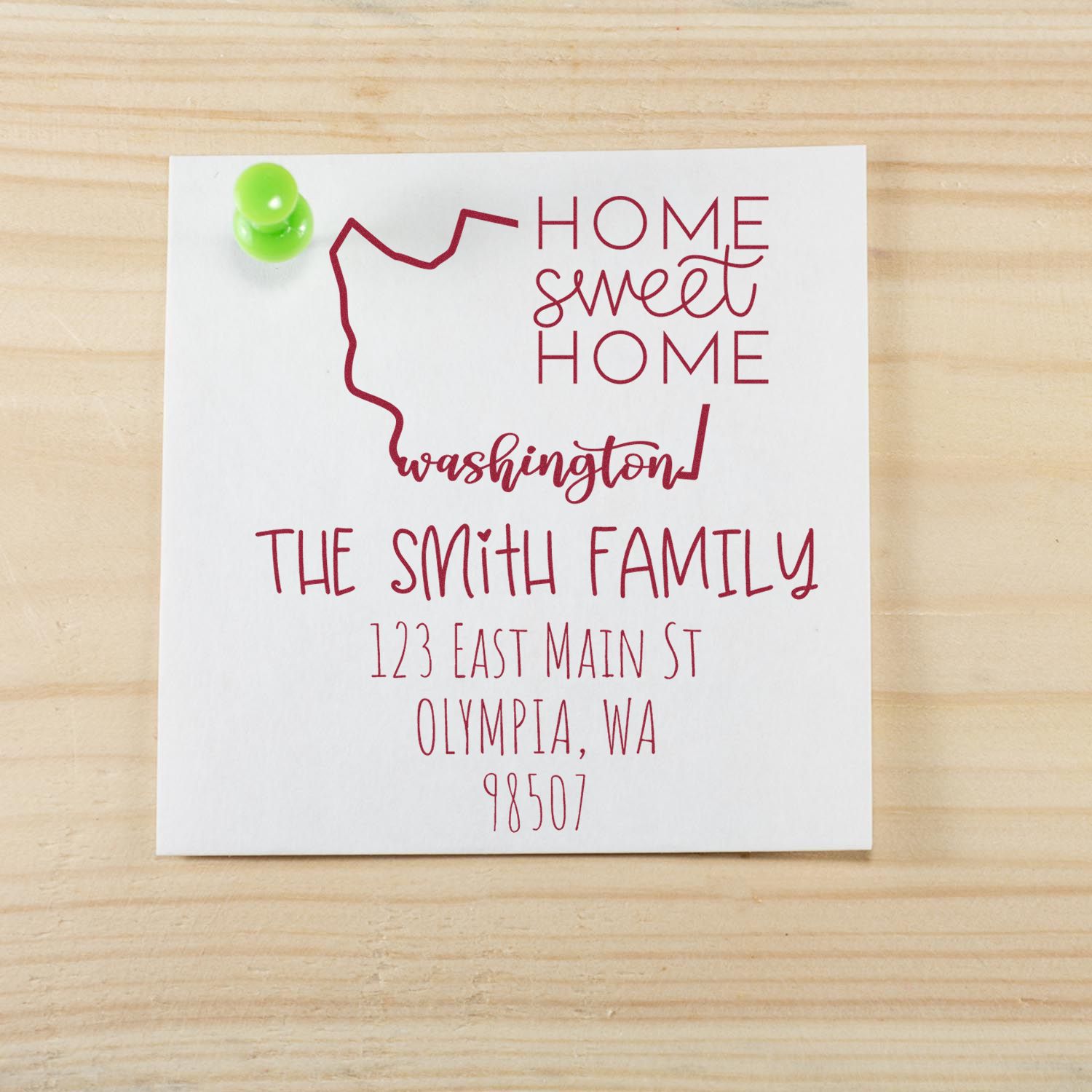 Slim Washington Home Sweet Home Customizable Return Address Stamper