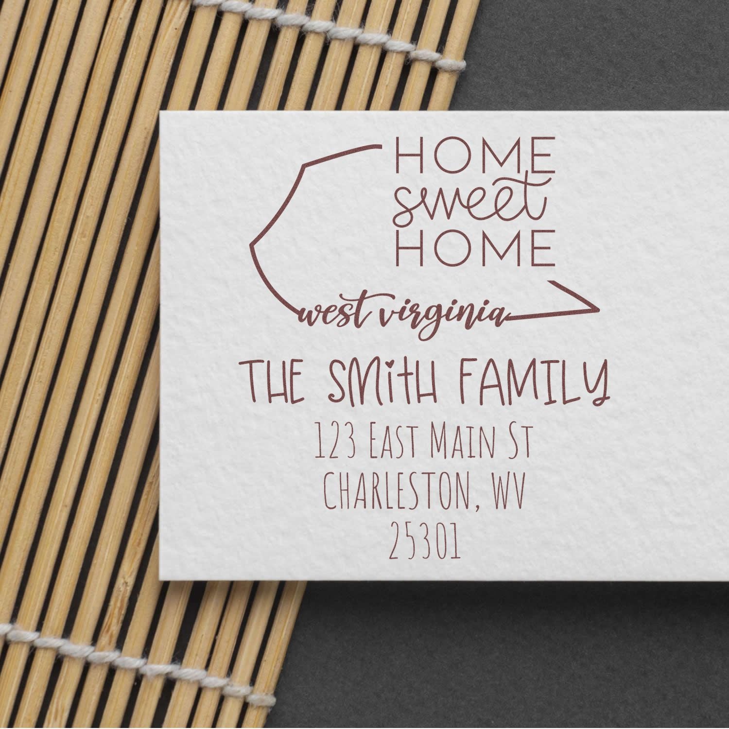 Wood Handle West Virginia Home Sweet Home Customized New Home Address Rubber Stamp