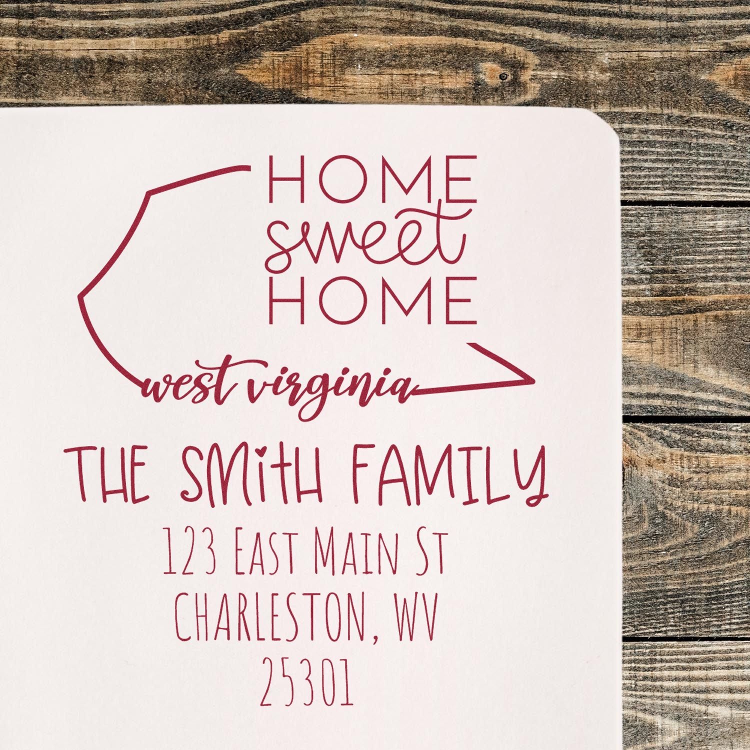 PSI Pre-Inked West Virginia Home Sweet Home Customized Address Label Stamp