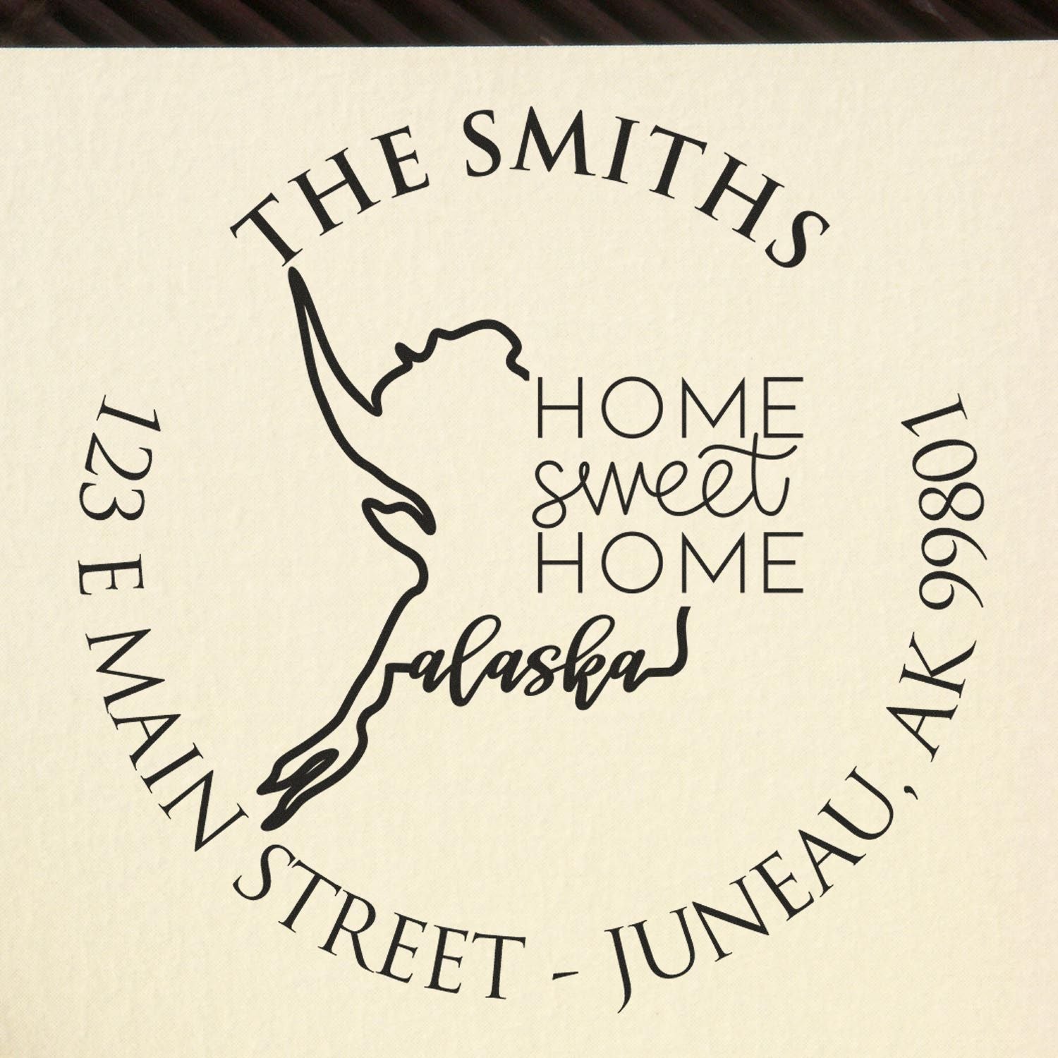 Slim Alaska State Home Sweet Home Custom-Made Mail Address Stamp