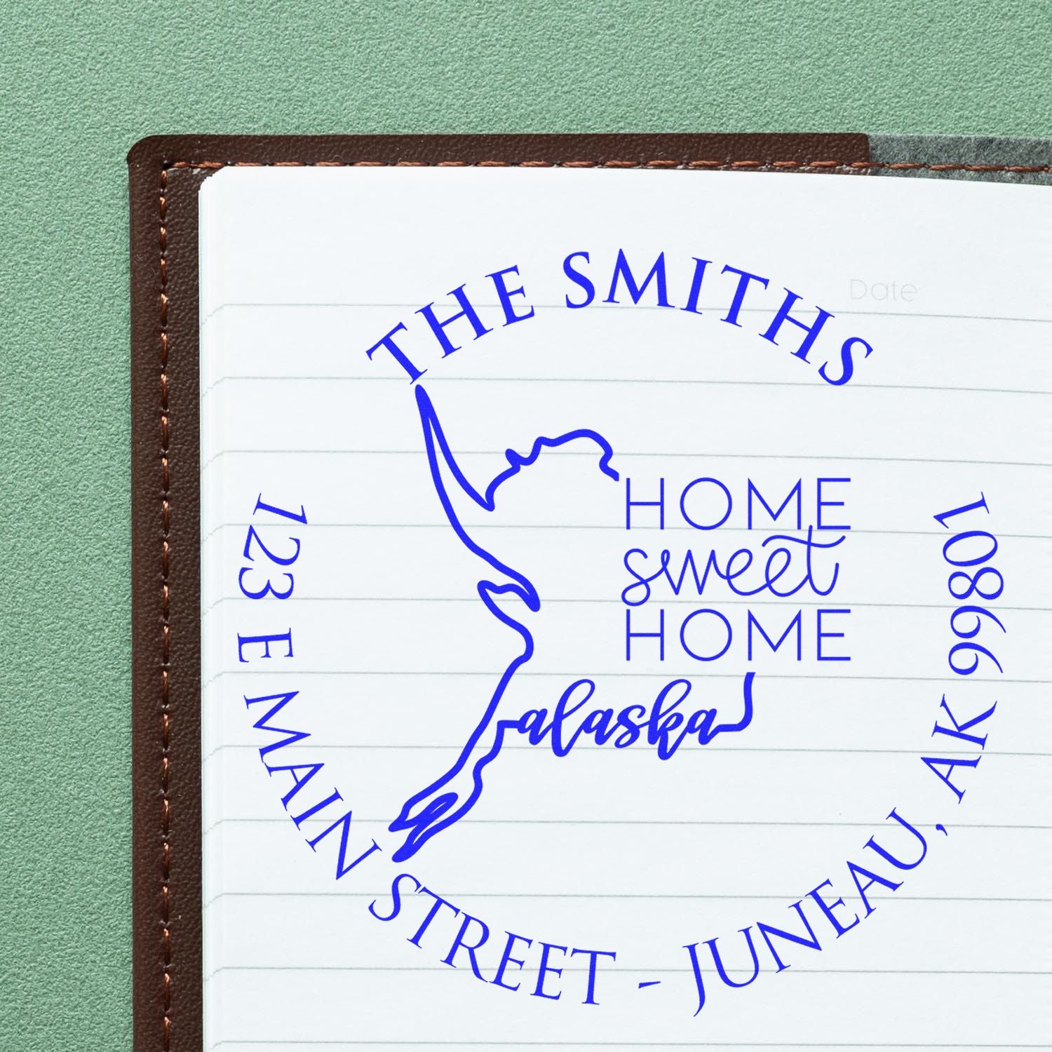 Slim Alaska State Home Sweet Home Custom-Made Mail Address Stamp