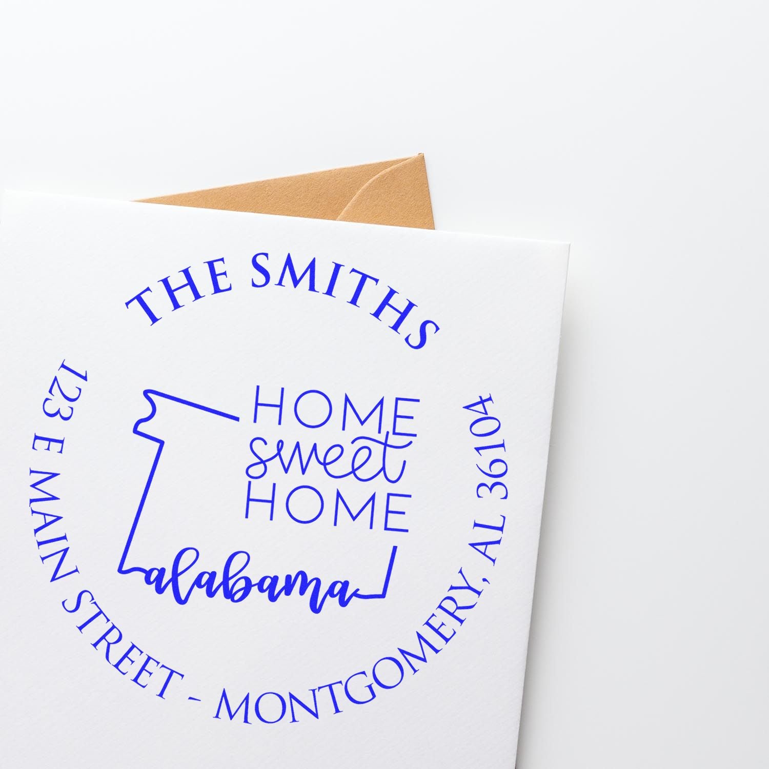 Self-Inking Round Alabama State Home Sweet Home Personalized Home Address For Envelopes Stamper