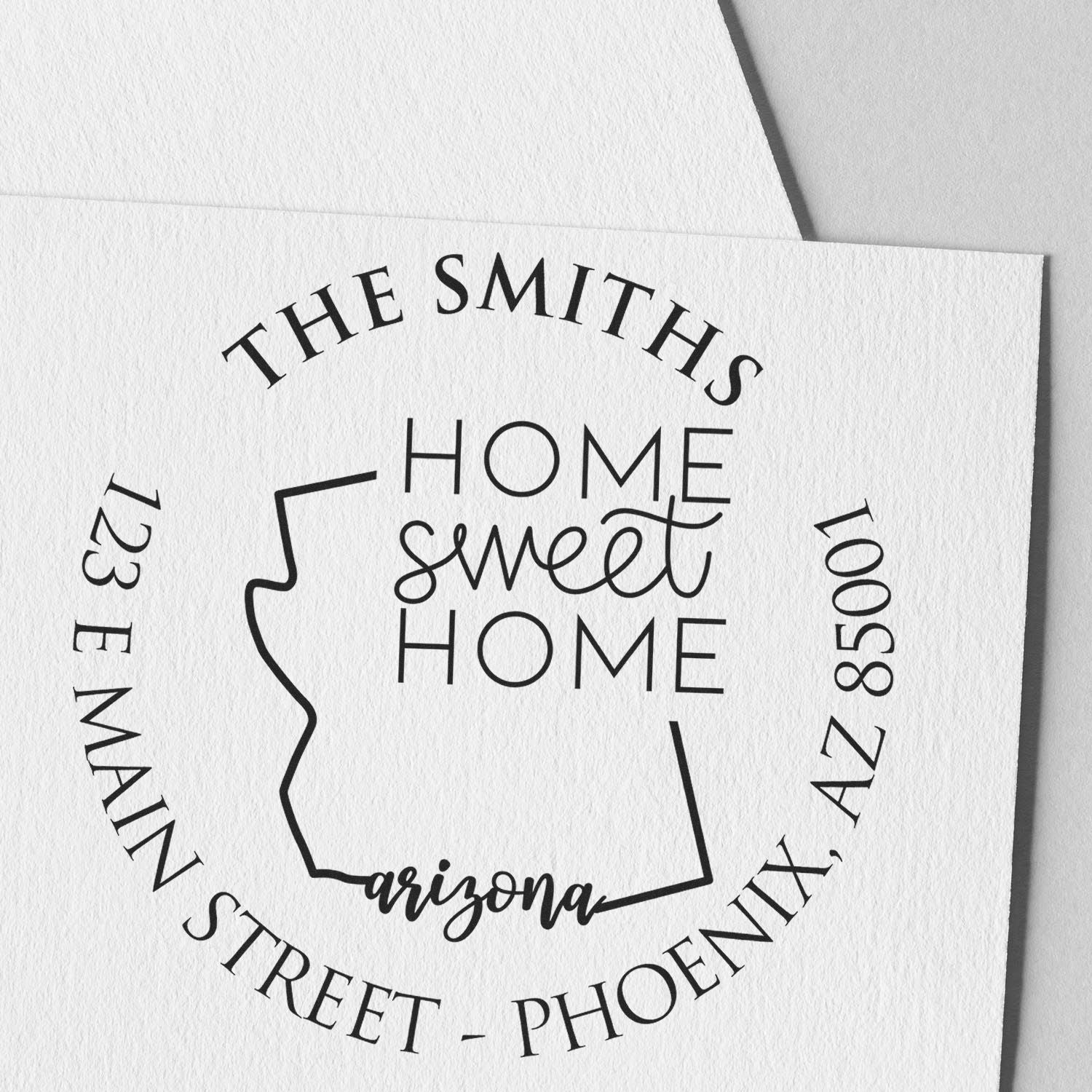 Wooden Handle Round Arizona State Home Sweet Home Address Label Rubber Stamp