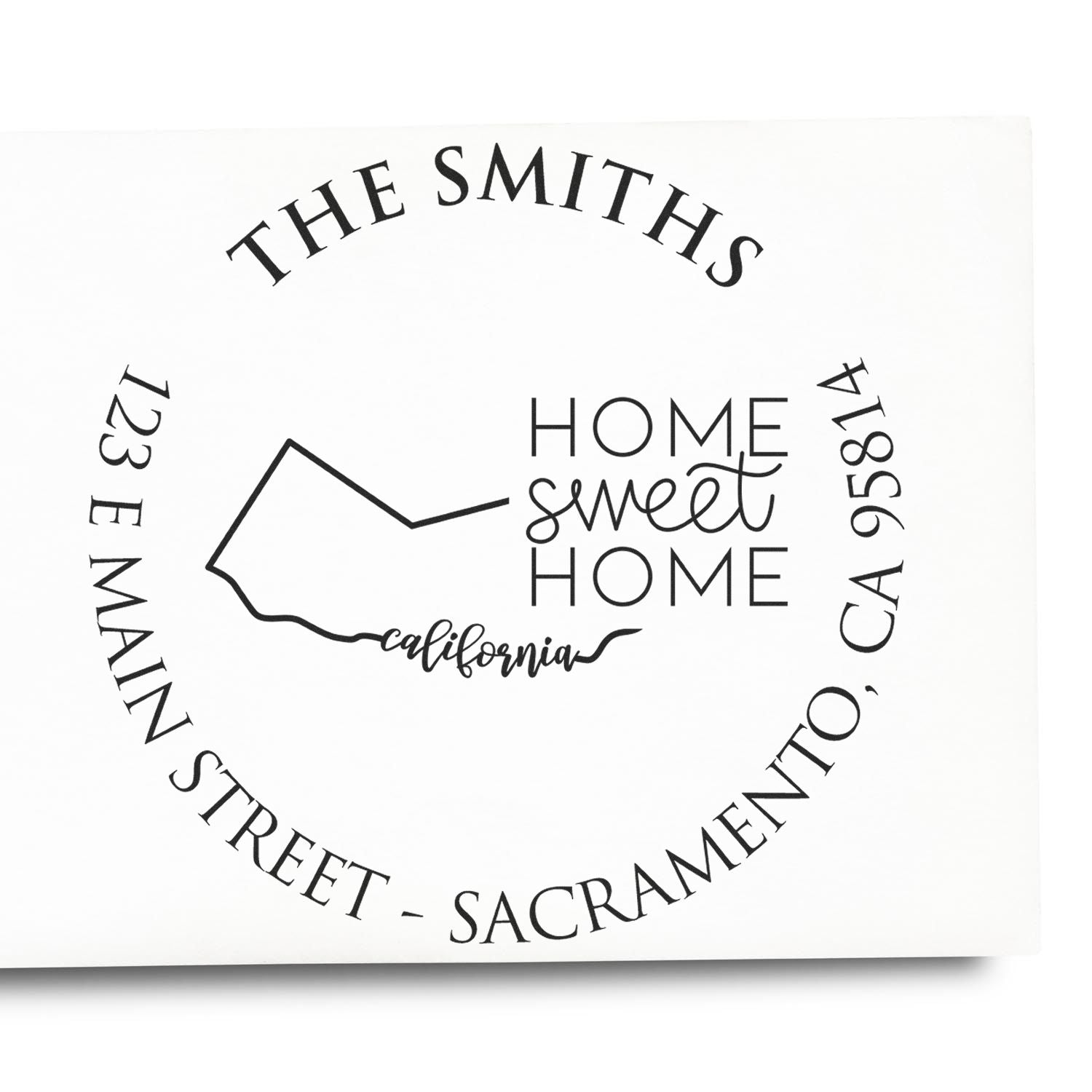 Self-Inking Round California State Home Sweet Home Personalized Mail Address Rubber Stamp