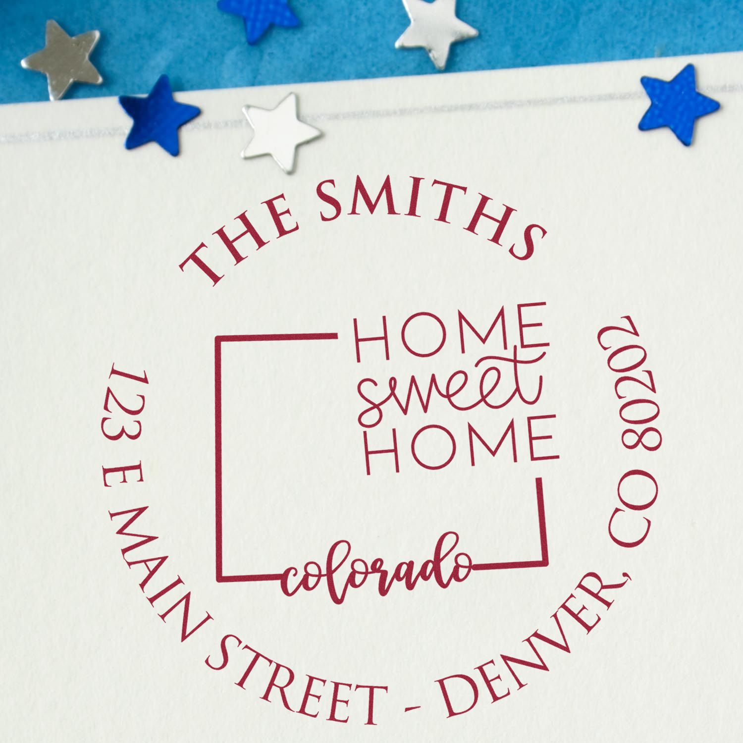 Self-Inking Round Colorado State Home Sweet Home Personalized Mail Address Stamp