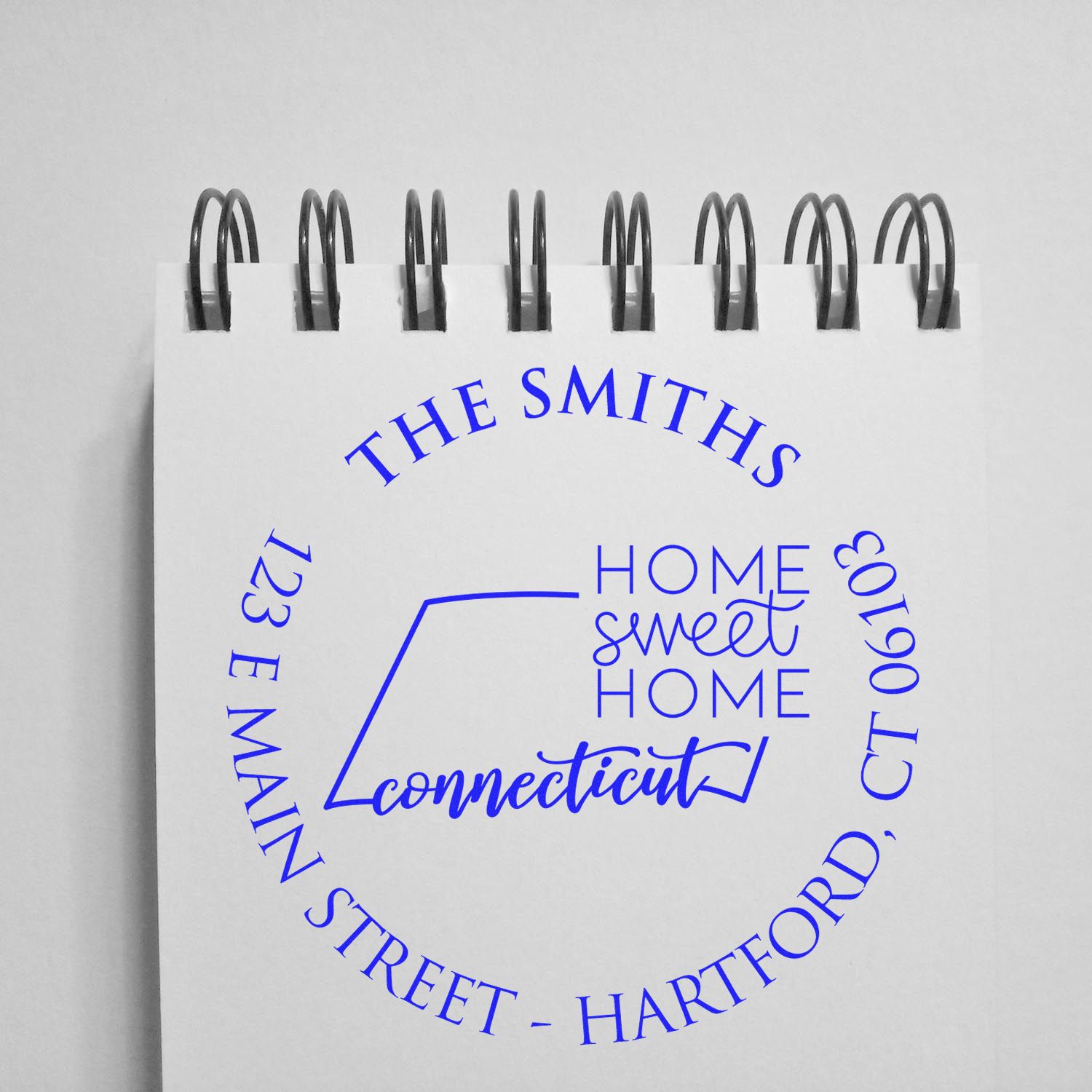 Round PSI Connecticut State Home Sweet Home Mailing Address Stamp