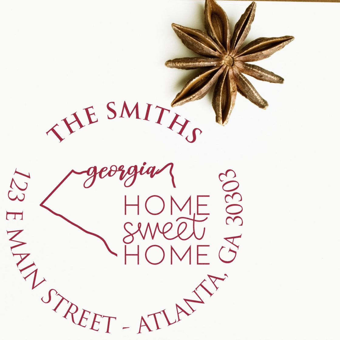 Wooden Handle Round Georgia State Home Sweet Home Custom Address Label Rubber Stamp