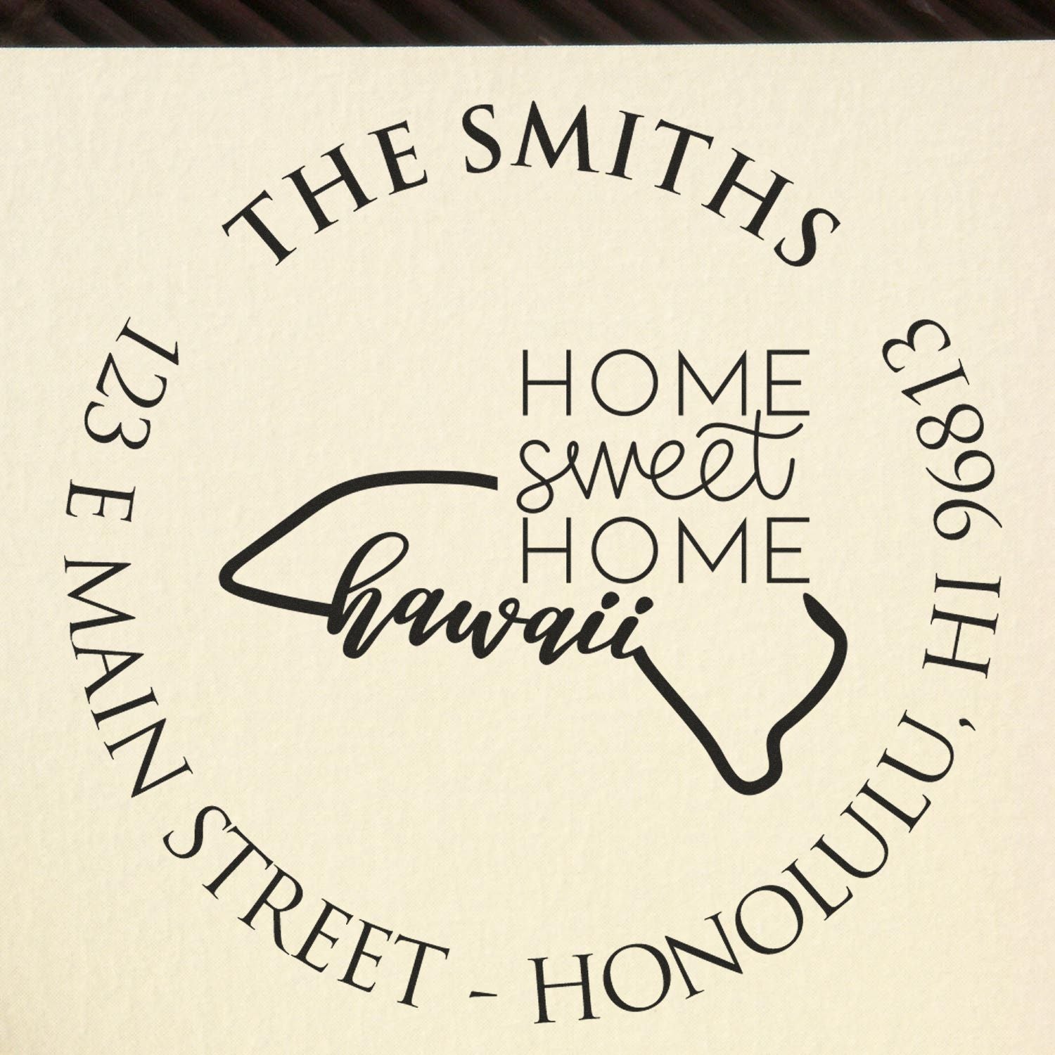 Wooden Handle Round Hawaii State Home Sweet Home Custom Address Label Stamp