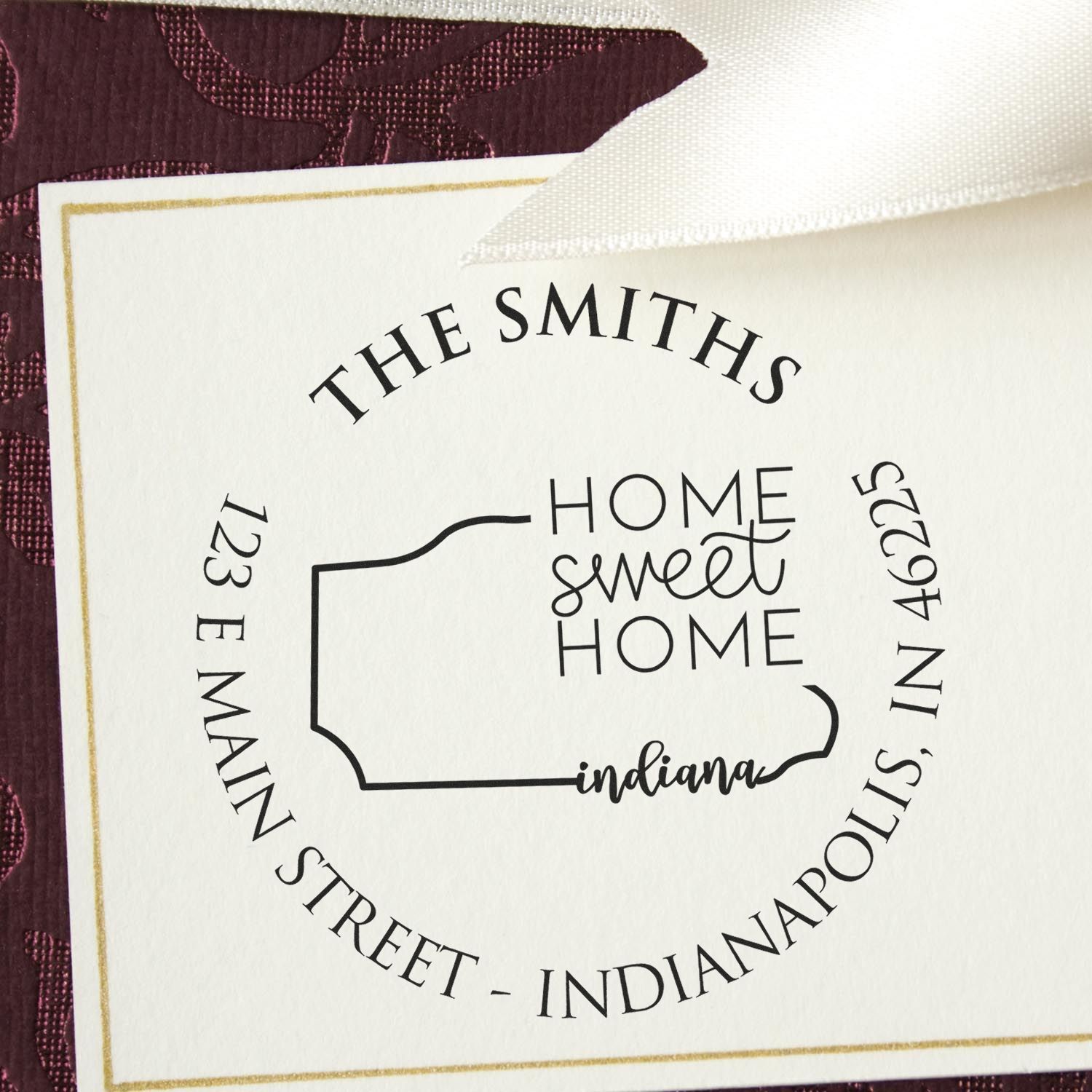 Self-Inking Round Illinois State Home Sweet Home Personalized Mailing Address Stamper