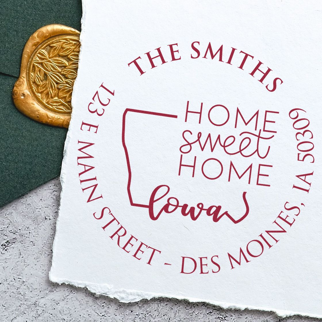 Slim Indiana State Home Sweet Home Custom-Made Name and Address Stamp