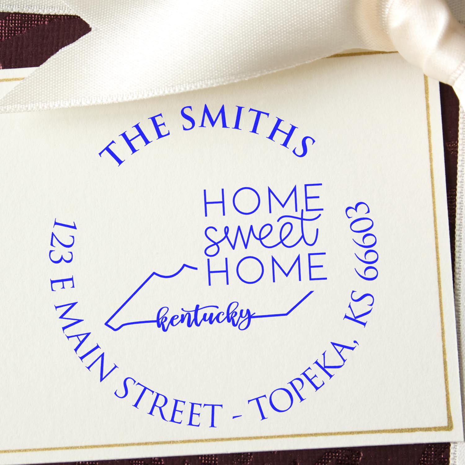 Wooden Handle Round Kansas State Home Sweet Home Custom Address Rubber Stamp