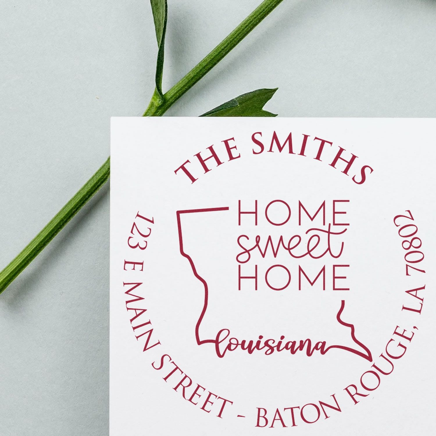 Wooden Handle Round Kentucky State Home Sweet Home Custom Address Stamp