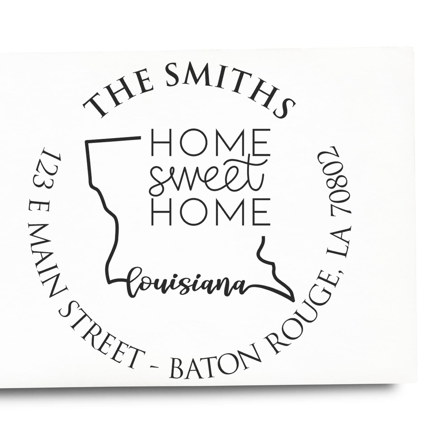 Round PSI Louisiana State Home Sweet Home New Home Address Pre-Inked Stamp