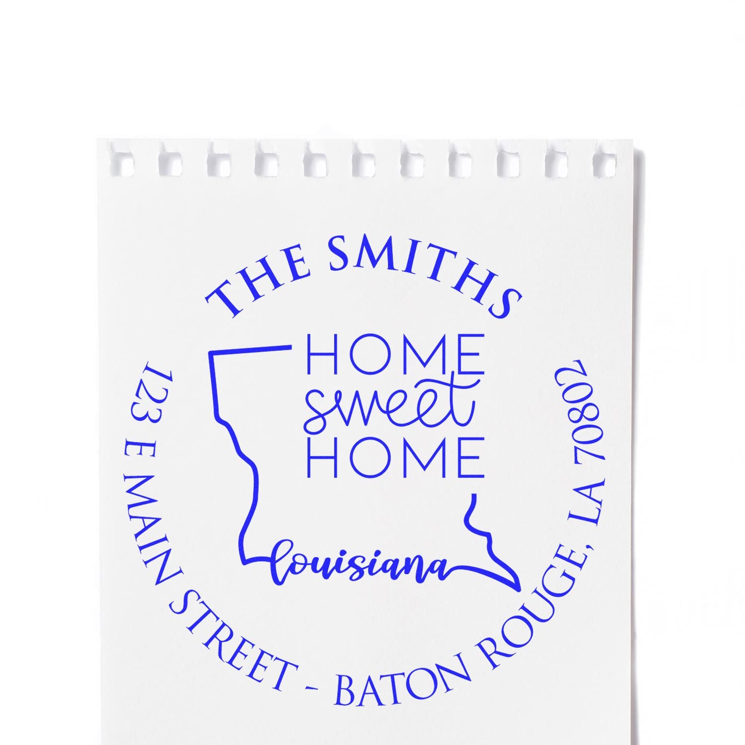 Wooden Handle Round Louisiana State Home Sweet Home Custom Address Rubber Stamp