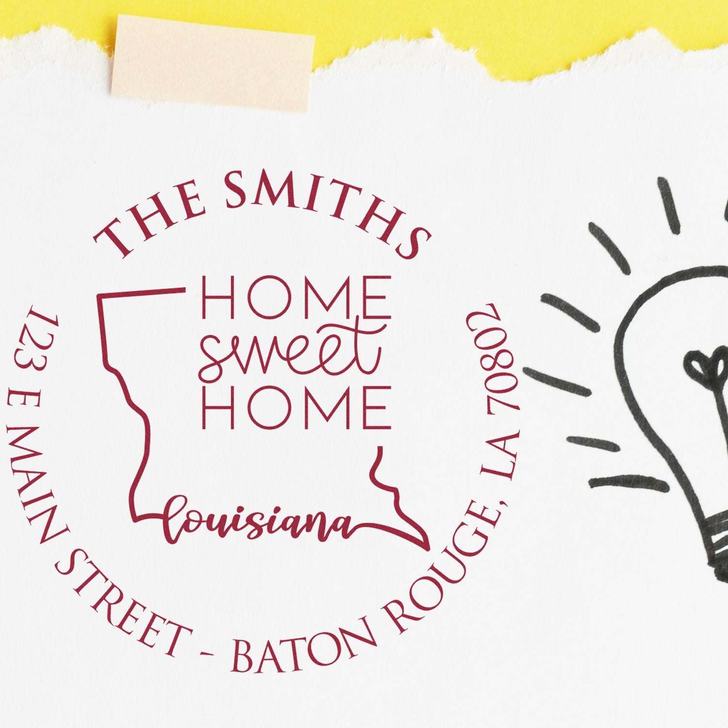 Wooden Handle Round Louisiana State Home Sweet Home Custom Address Rubber Stamp