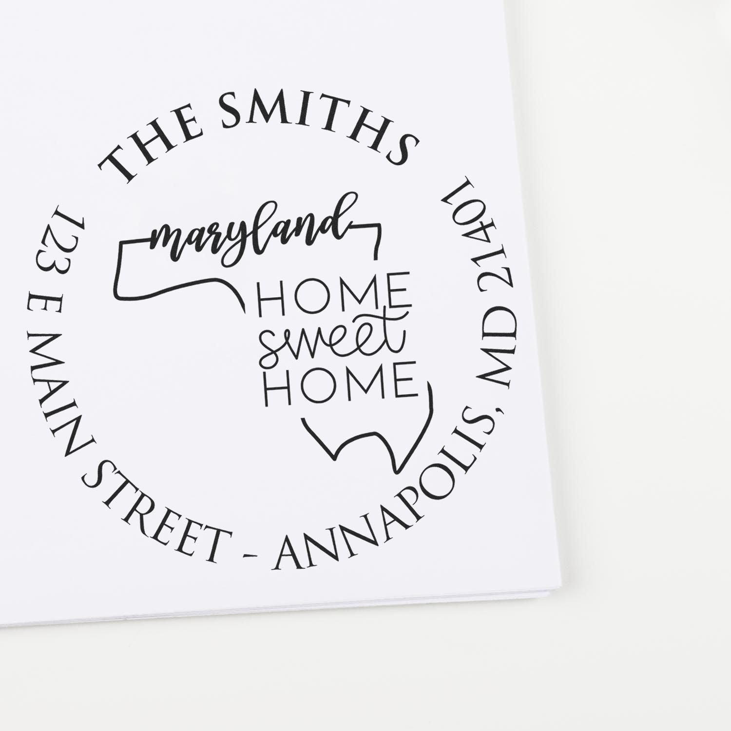 Wooden Handle Round Maryland State Home Sweet Home Custom Home Address For Envelopes Stamp