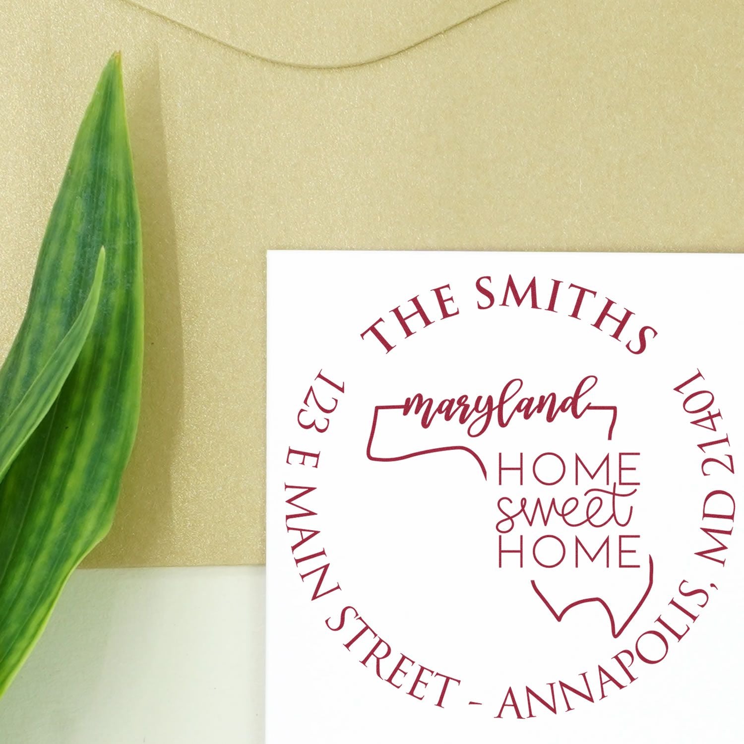 Slim Maryland State Home Sweet Home Custom-Made New Home Address Stamp